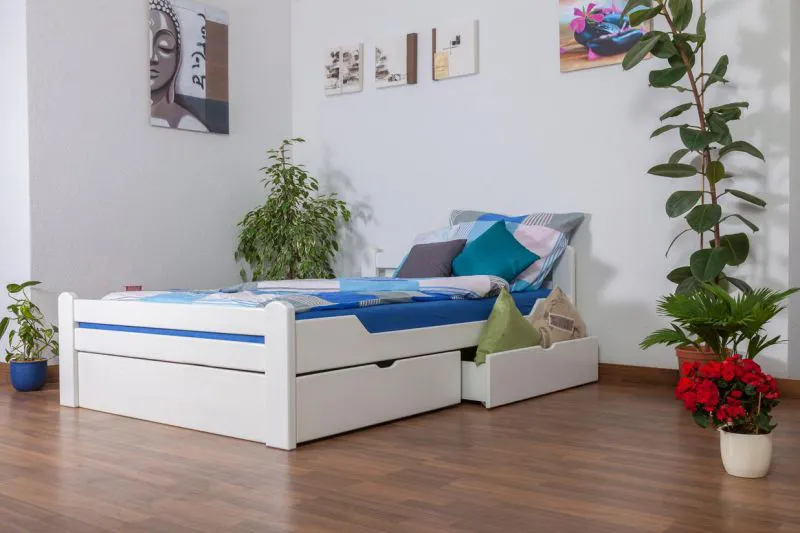 Buche Schubladenbett Bettgestell 140 x 200 cm Weiß Abbildung