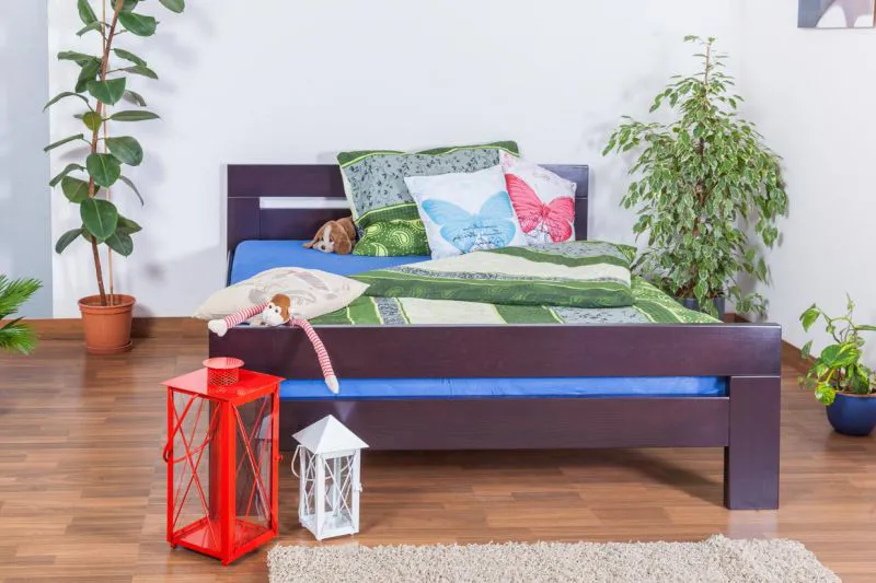Bett 160 x 200 cm Buche Schokobraun mit Lattenrost Abbildung