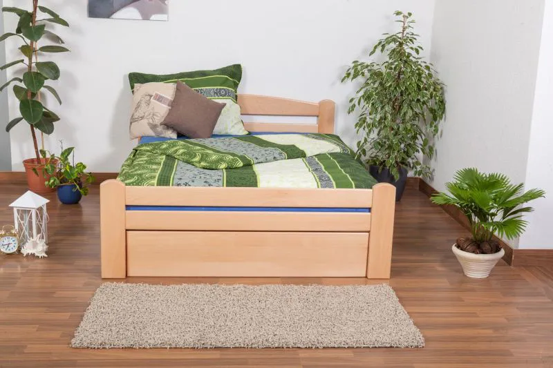 Bett 140 x 200 cm Buche massiv Natur Abbildung