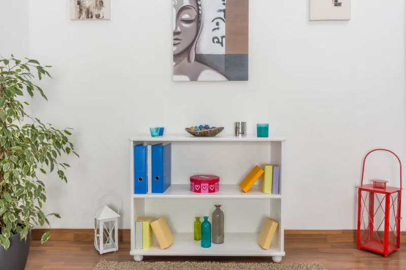 Standregal, 100 cm breit, Kiefer Holz-Massiv, Farbe: Weiß Abbildung