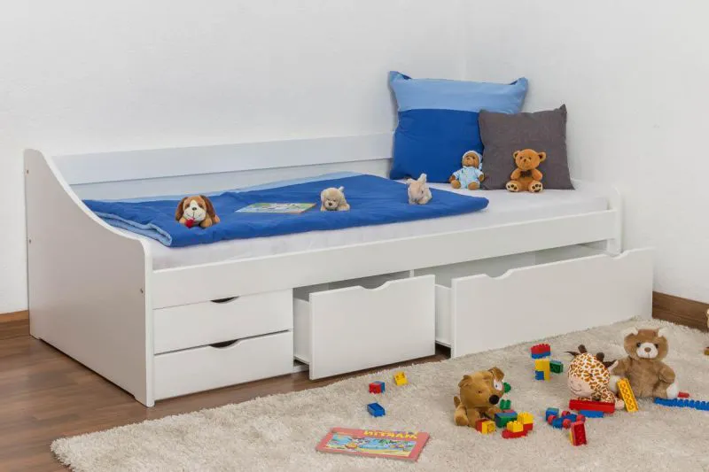 Bett Kiefer 90 x 200 cm Weiß Abbildung