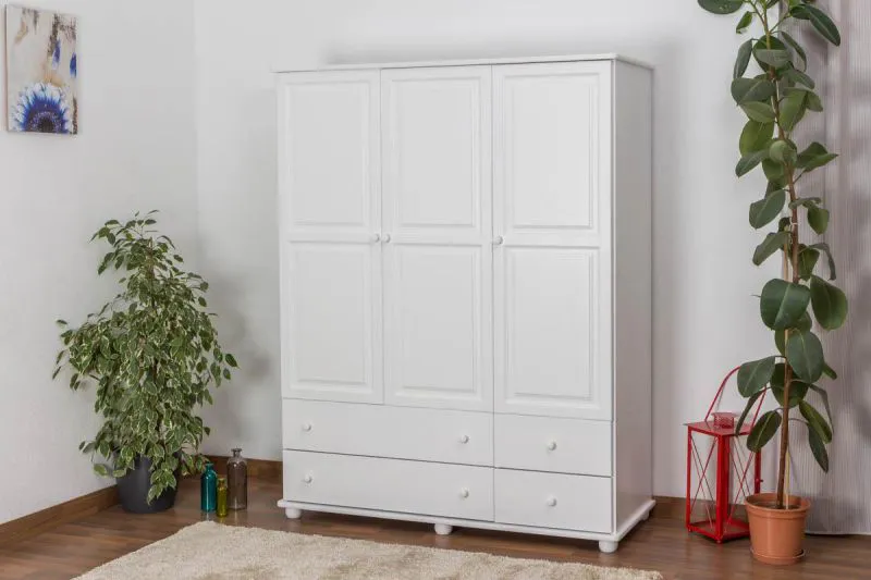 Massivholz-Kleiderschrank Kiefer Weiß 195x155x59 cm Abbildung