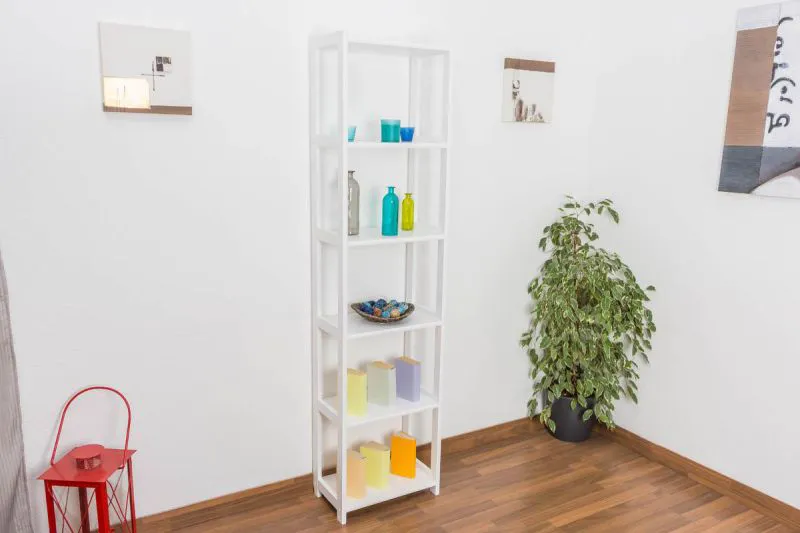 Bücherregal - 50 cm breit, Kiefer Holz-Massiv, Farbe: Weiß Abbildung