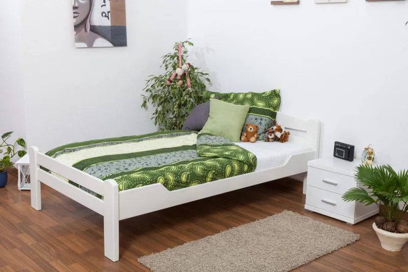 Bett Buche 120 x 200 cm Weiß Abbildung