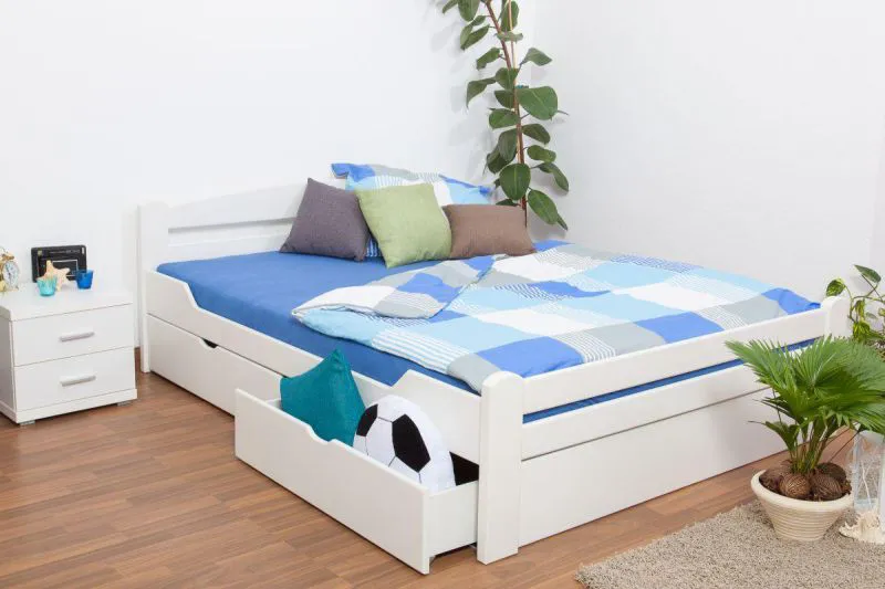 Weißes Buche Schubladenbett 180 x 200 cm Weiß Abbildung