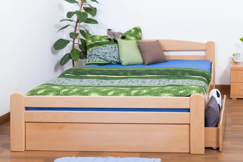 Holzbett 160 x 200 cm Buche massiv Natur Abbildung