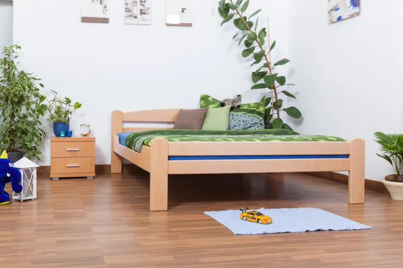 Holzbett 160 x 200 cm Buche massiv Natur mit Lattenrost Abbildung