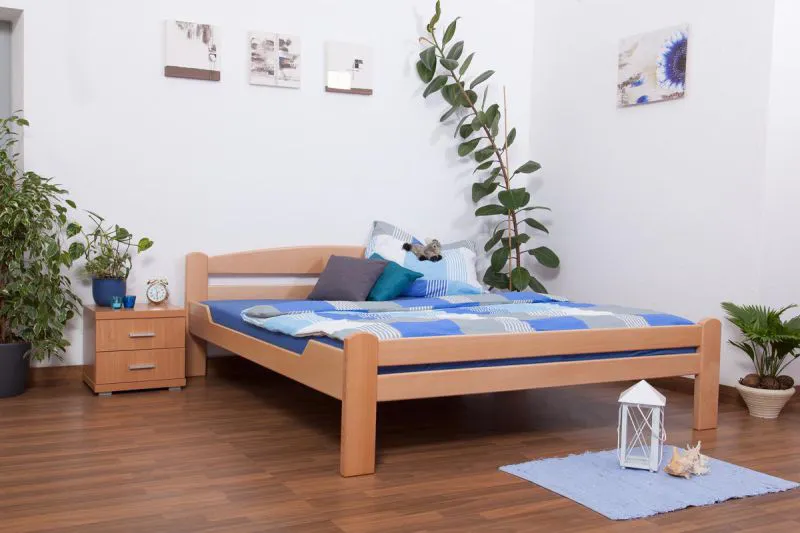 Bett Buche massiv 180 x 200 cm Natur Abbildung