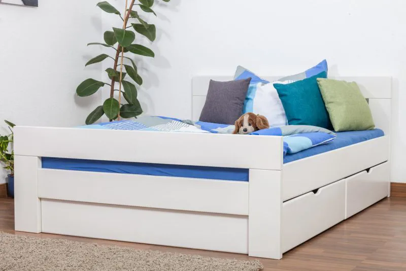 Buche Holzbett 140 x 200 cm Weiß Abbildung