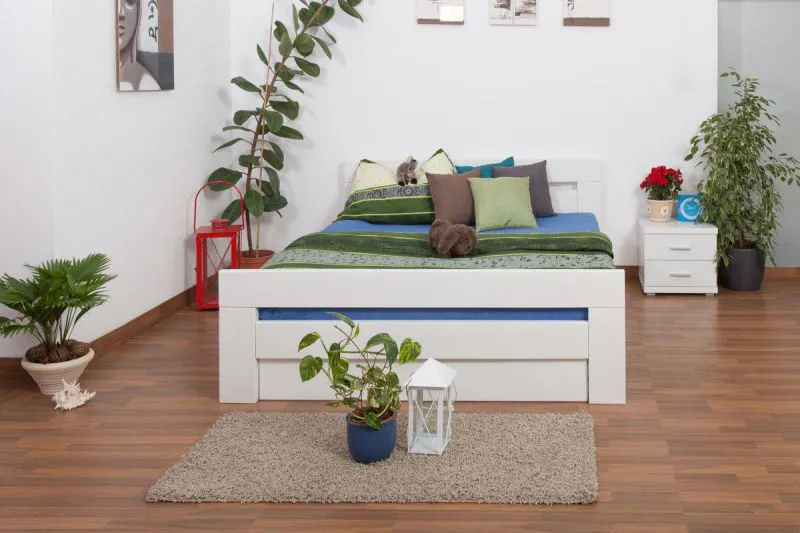 Holzbett 160 x 200 cm Buche massiv Weiß Abbildung