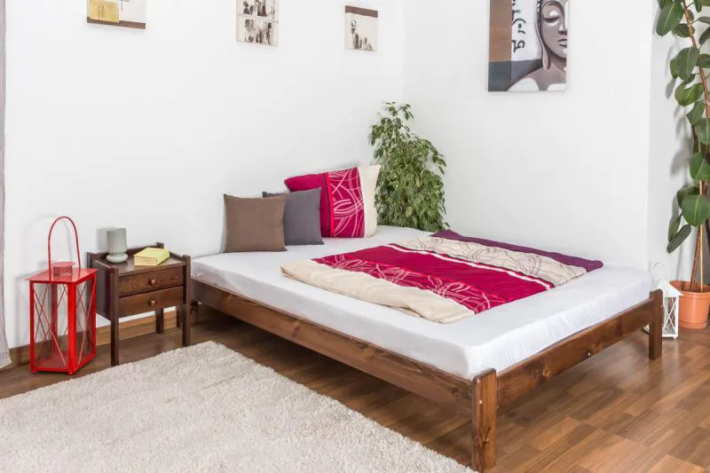 Bett 160 x 200 cm Kiefer massiv Nuss Abbildung