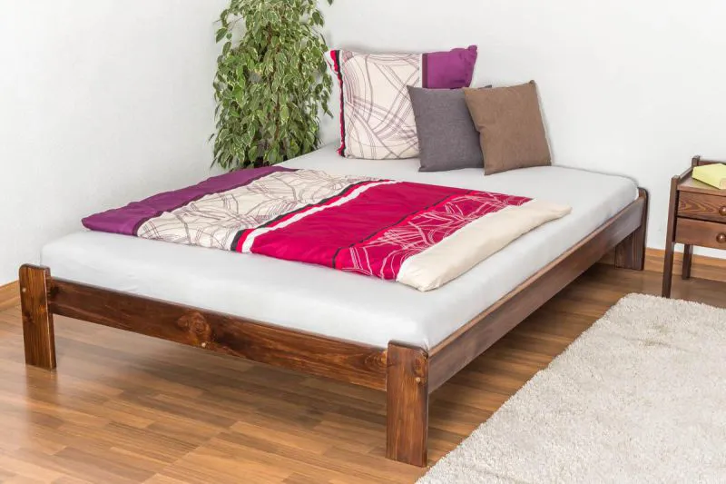 Bett 140 x 200 cm Kiefer massiv Nuss Abbildung