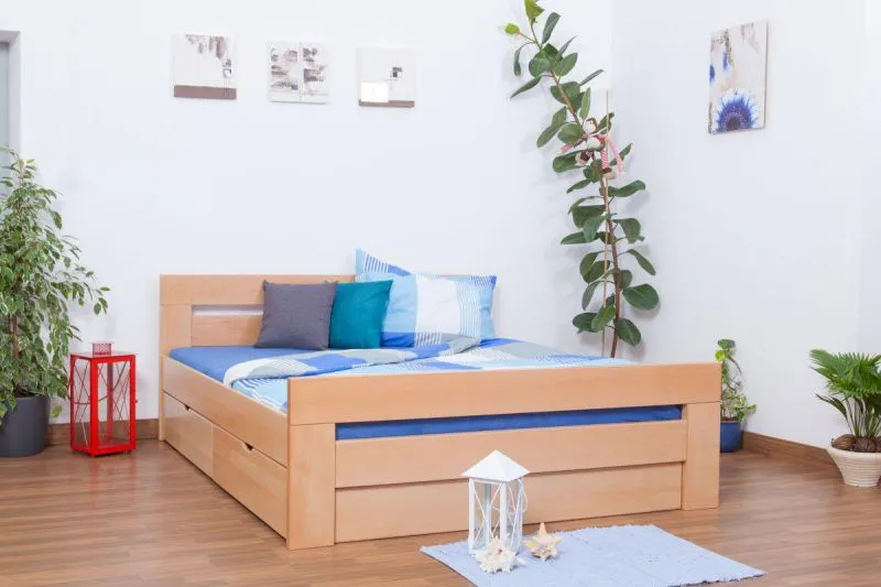 Bett 160 x 200 cm Buche massiv Natur Abbildung