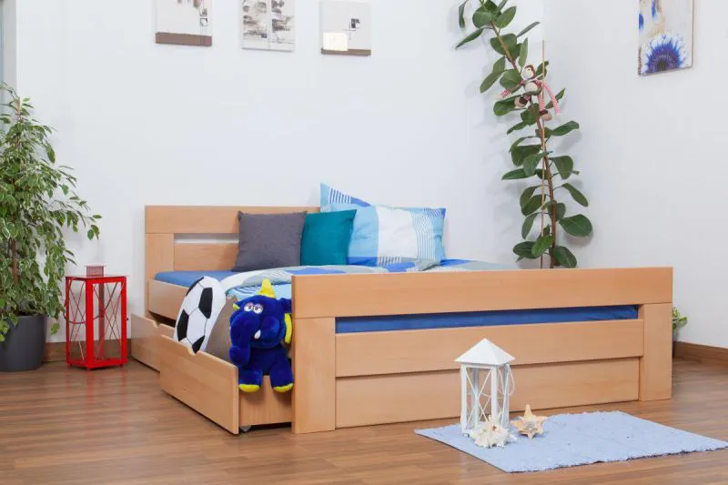 Bett Buche massiv 160 x 200 cm Natur Abbildung