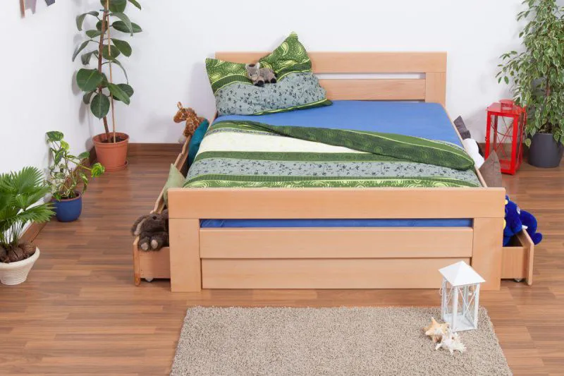 Bett Buche 160 x 200 cm Natur Abbildung