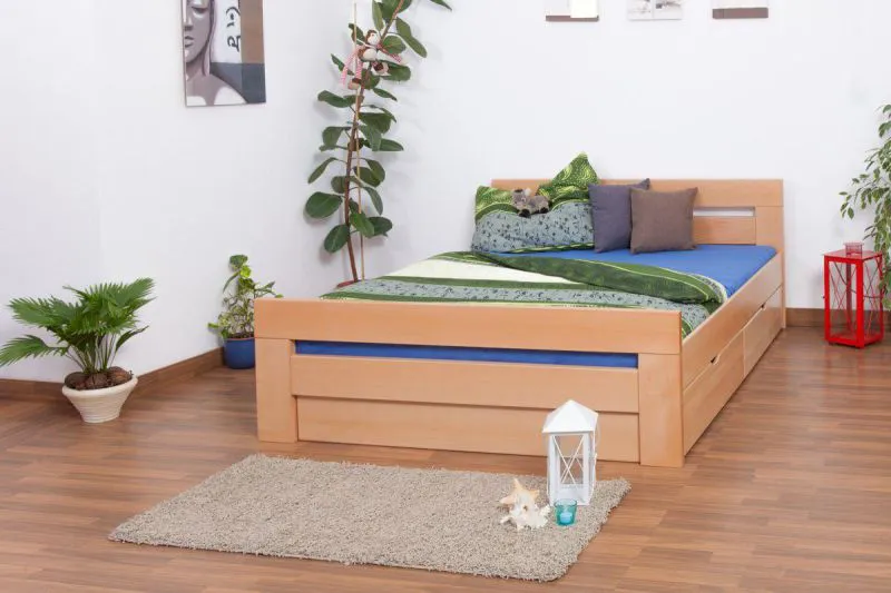 Buche Holzbett 160 x 200 cm Natur Abbildung