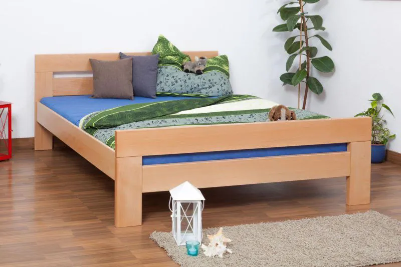 Holzbett 160 x 200 cm Buche massiv Natur mit Lattenrost Abbildung