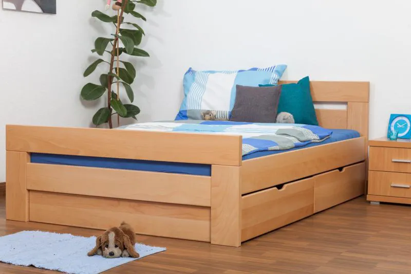 Stauraumbett Buche 140 x 200 cm Natur Abbildung