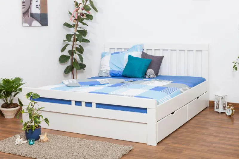 Buche Bett 180 x 200 cm Weiß Abbildung