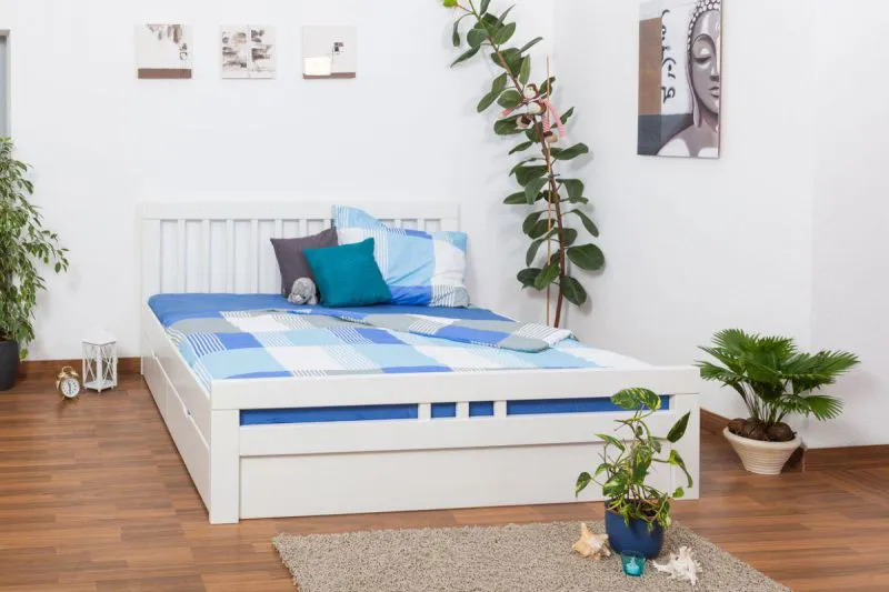 Weißes Buche Bett 180 x 200 cm Weiß Abbildung