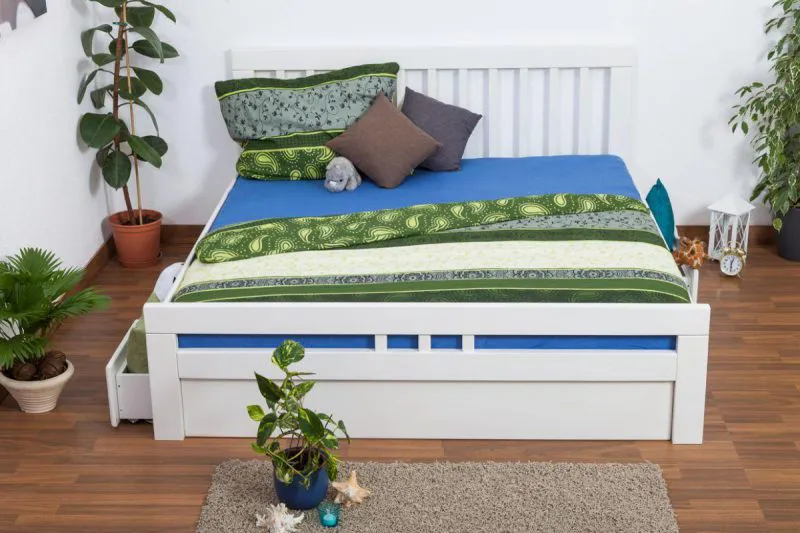 Buche Stauraumbett 180 x 200 cm Weiß Abbildung