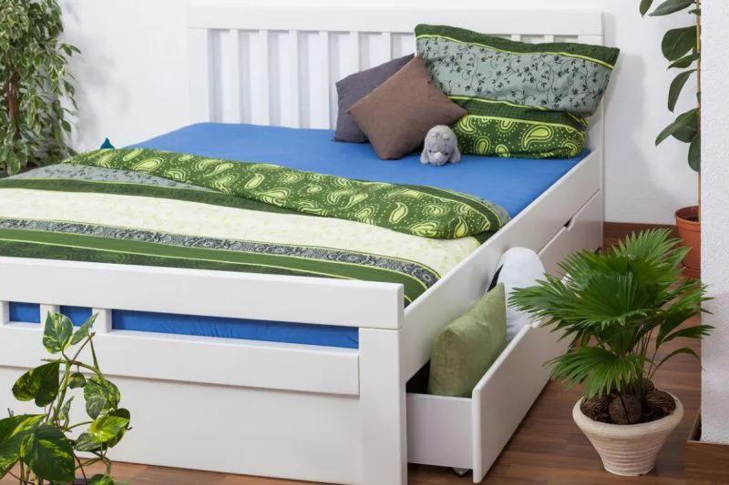 Weißes Buche Stauraumbett 180 x 200 cm Weiß Abbildung