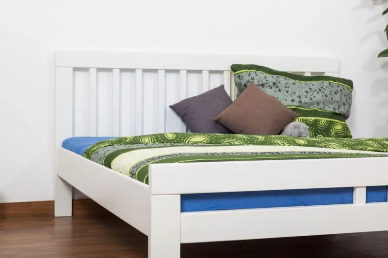 Weißes Buche Massivholzbett 180 x 200 cm Weiß Abbildung