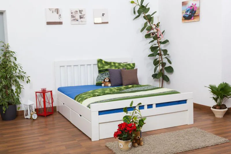 Weißes Buche Bett 160 x 200 cm Weiß Abbildung