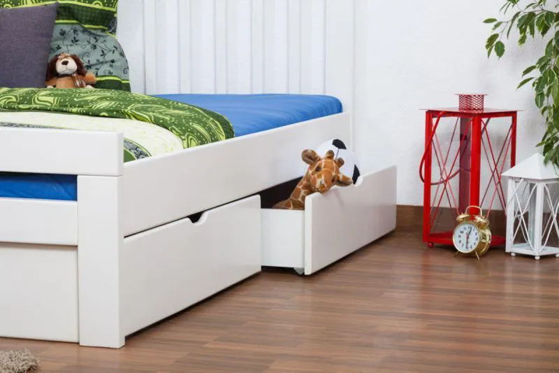 Ausziehbett 160 x 200 cm Buche Weiß mit 2 Schublade(n) Abbildung