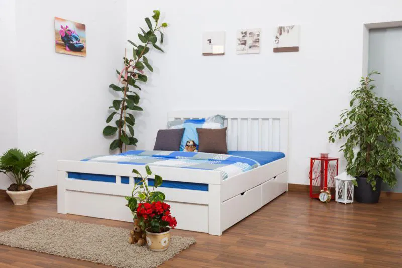 Holzbett Buche 160 x 200 cm Weiß Abbildung