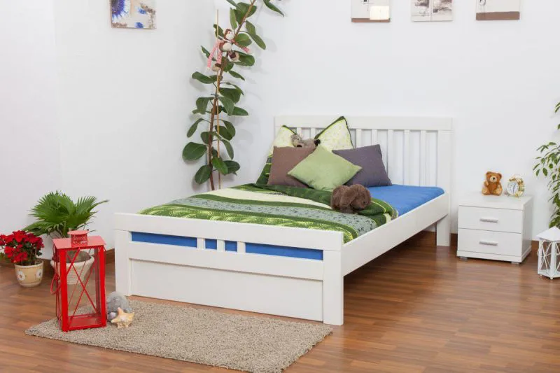 Bett Buche 140 x 200 cm Weiß Abbildung