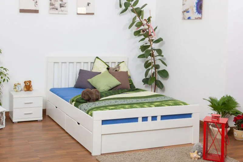 Weißes Buche Schubladenbett 140 x 200 cm Weiß Abbildung