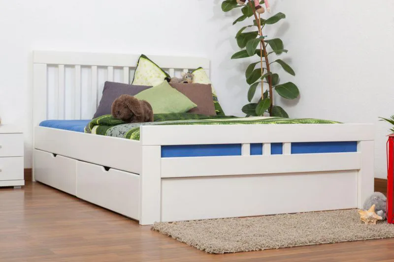Schubladenbett Buche 140 x 200 cm Weiß Abbildung