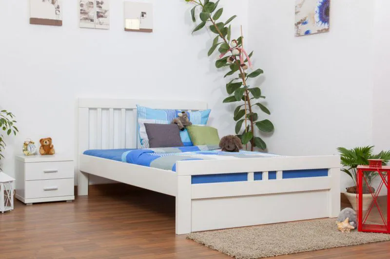 Weißes Buche Bett 140 x 200 cm Weiß massiv Abbildung