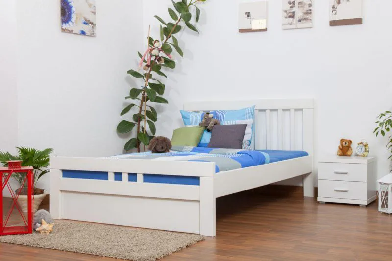 Bett Buche massiv 140 x 200 cm Weiß Abbildung