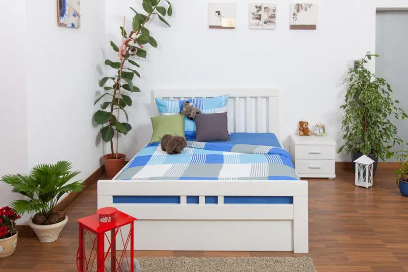 Weißes Buche Bett 140 x 200 cm Weiß Abbildung