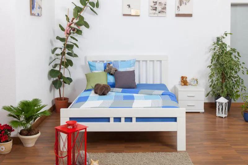 Bett 140 x 200 cm Buche massiv Weiß Abbildung