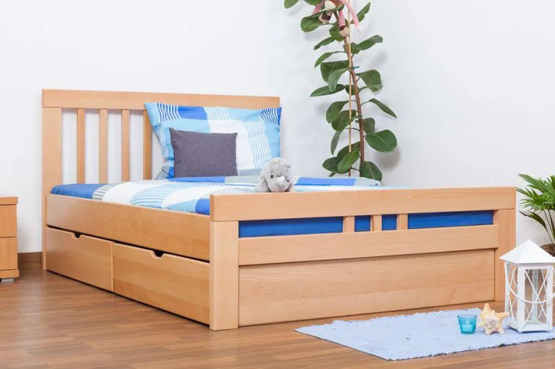 Bett 140 x 200 cm Buche massiv Natur Abbildung