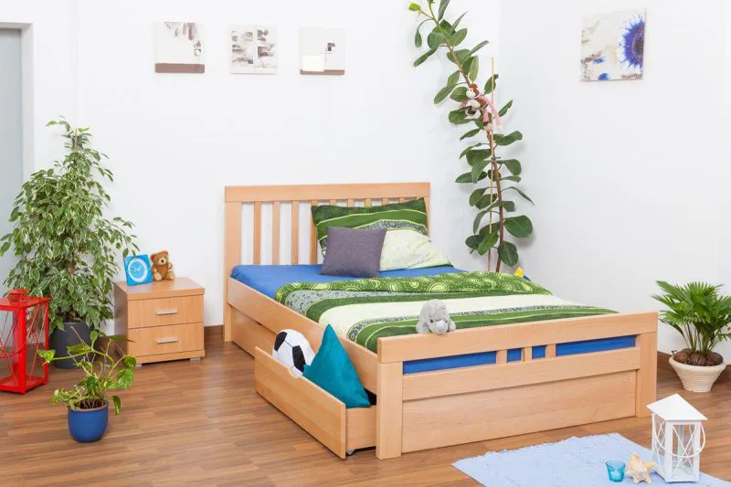 Buche Holzbett 140 x 200 cm Natur Abbildung