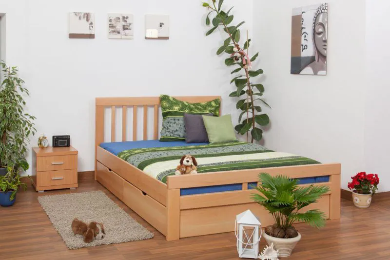 Bett Buche 160 x 200 cm Natur Abbildung