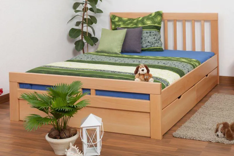 Buche Massivholz Bettgestell 160 x 200 cm Natur Abbildung