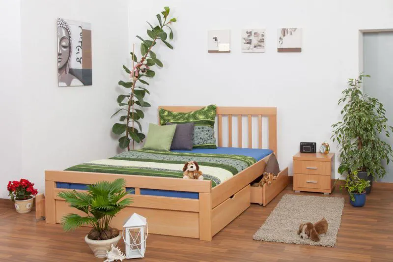 Bett Buche 160 x 200 cm Natur Abbildung