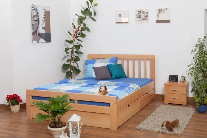 Buche Bett 160 x 200 cm Natur Abbildung