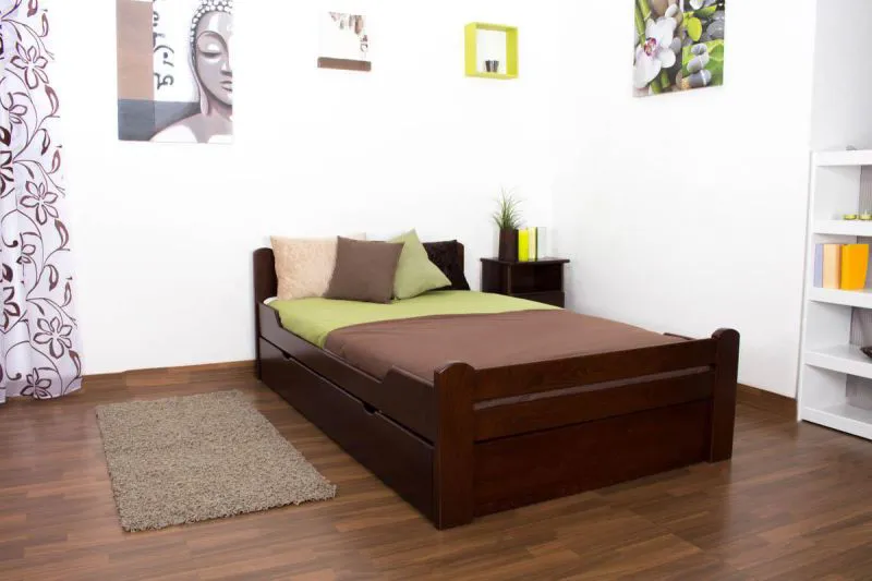 Buche Holzbett 120 x 200 cm Dunkelbraun Abbildung