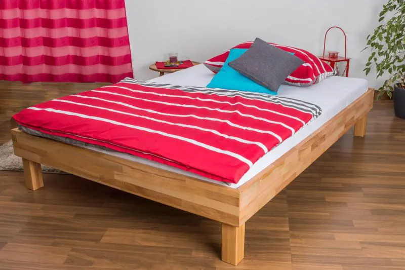 Bett 140 x 200 cm Kernbuche massiv geölt Abbildung