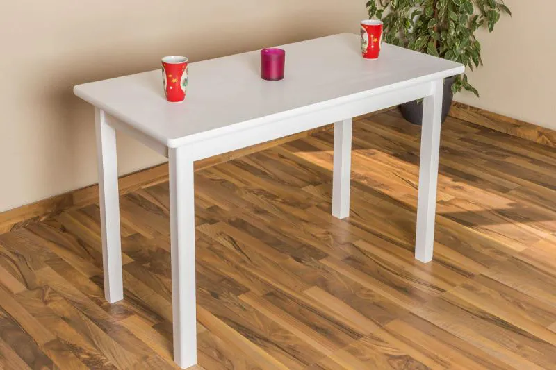 Esstisch 60x120 cm Kiefer massiv, Farbe: Weiß Abbildung