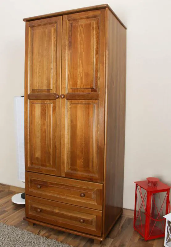 Holzschrank Kleiderschrank Schlafzimmerschrank, Farbe: Eiche 190x80x60 cm Abbildung
