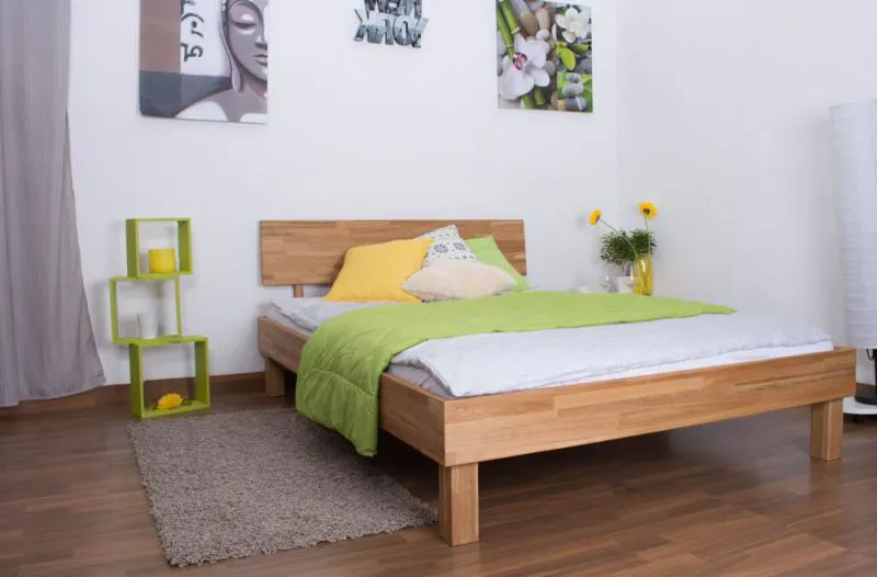 Bett 140 x 200 cm Eiche massiv geölt Abbildung