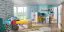 Kinderzimmer - Schrank Fabian 05, Farbe: Eiche Hellbraun / Weiß / Blau - 190 x 40 x 40 cm (H x B x T)