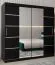 Schiebetürenschrank / Kleiderschrank Jan 05D mit Spiegel, Farbe: Schwarz - Abmessungen: 200 x 200 x 62 cm (H x B x T)